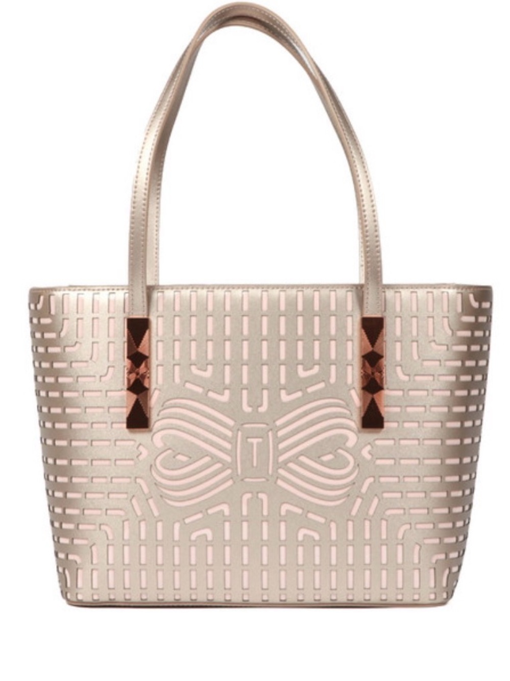 Ted Baker Rose Gold Laser-Cut Tote with Matching Pouch - Picture 2 of 3